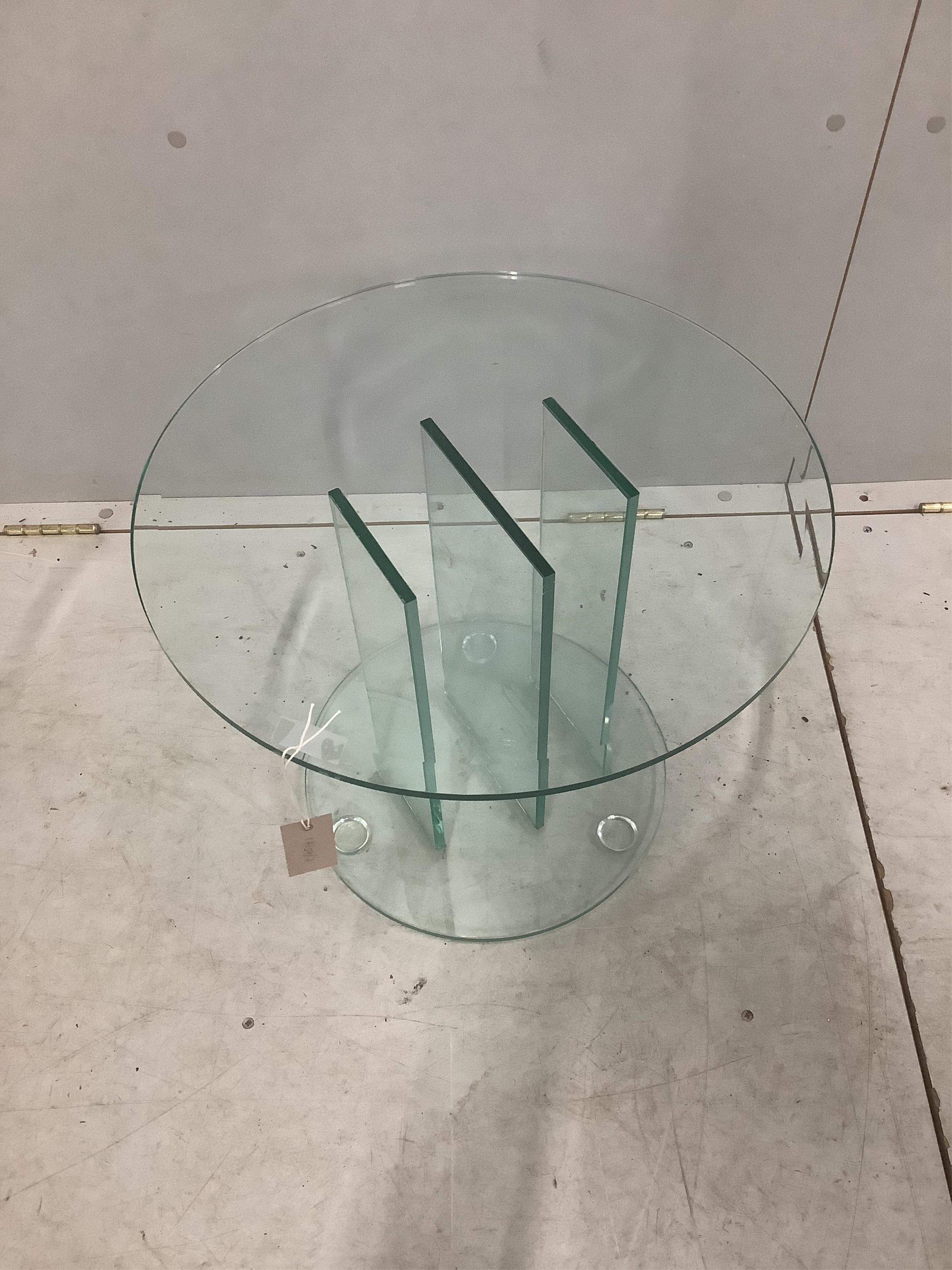 A Contemporary circular glass lamp table, diameter 50cm, height 41cm. Condition - good